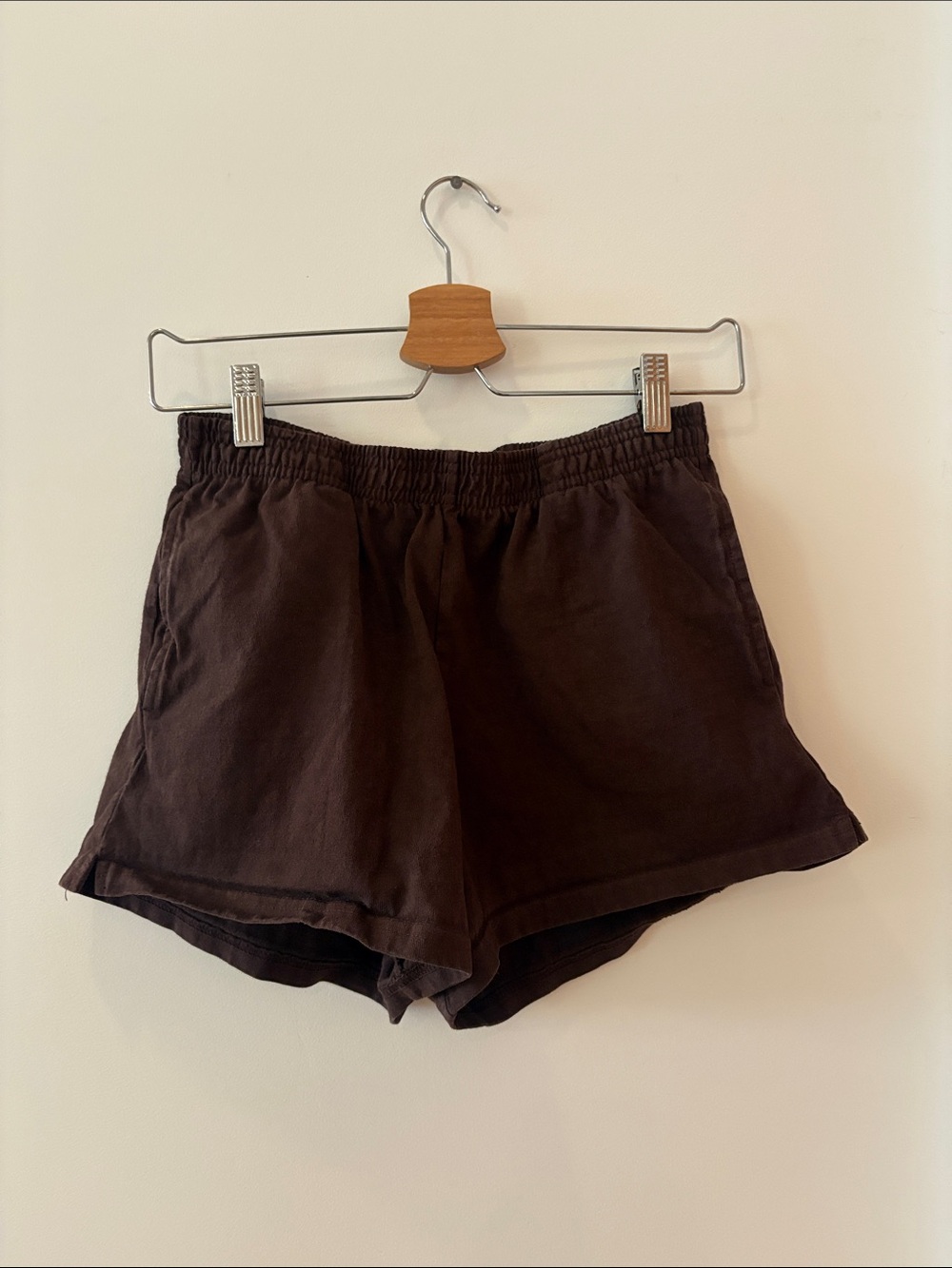 Los Angeles Apparel Brown Elastic-Waist Women's Lounge Shorts